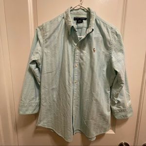 Ralph Lauren SZ 10 Slim Fit 3/4sleeve Oxford shirt